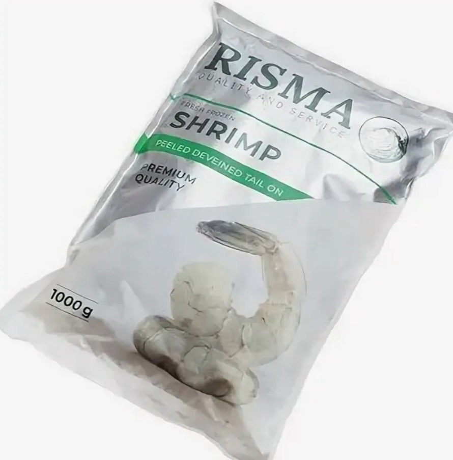 Креветки Risma бланшированные варено-мороженные очищенные с хвостиком Premium 31-40